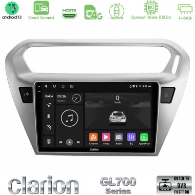 Clarion GL700 Series 8Core Android13 4+64GB Citroen C-Elysee / Peugeot 301 Navigation Multimedia Tablet 9" Με Carplay & Android 