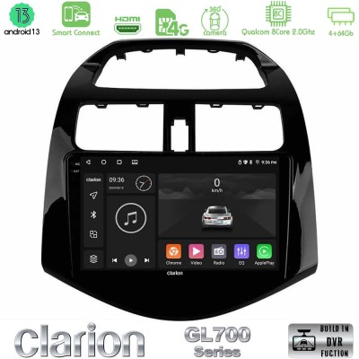 Clarion GL700 Series 8Core Android13 4+64GB Chevrolet Spark 2009-2015 Navigation Multimedia Tablet 9" Με Carplay & Android Auto