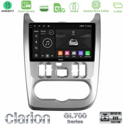 Clarion GL700 Series 8Core Android13 4+64GB Dacia Duster/Sandero/Logan Navigation Multimedia Tablet 9" Με Carplay & Android Auto