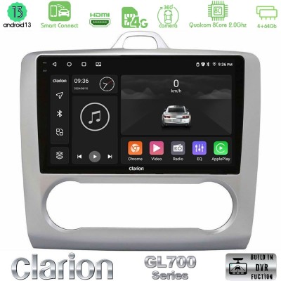 Clarion GL700 Series 8Core Android13 4+64GB Ford Focus Auto AC Navigation Multimedia Tablet 9" Με Carplay & Android Auto
