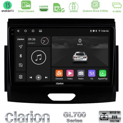 Clarion GL700 Series 8Core Android13 4+64GB Ford Ranger 2017-2022 Navigation Multimedia Tablet 9" Με Carplay & Android Auto