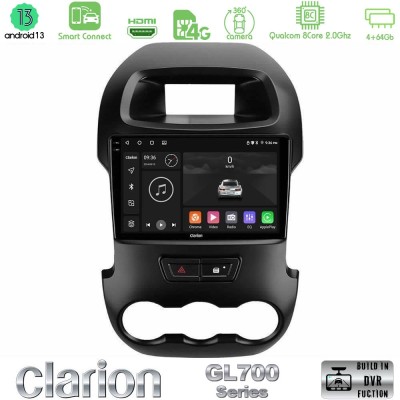 Clarion GL700 Series 8Core Android13 4+64GB Ford Ranger 2012-2016 Navigation Multimedia Tablet 9" Με Carplay & Android Auto