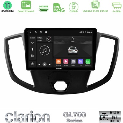 Clarion GL700 Series 8Core Android13 4+64GB Ford Transit 2014- Navigation Multimedia Tablet 9" Με Carplay & Android Auto