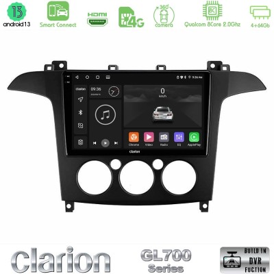 Clarion GL700 Series 8Core Android13 4+64GB Ford S-Max 2006-2008 (manual A/C) Navigation Multimedia Tablet 9" Με Carplay & Andro