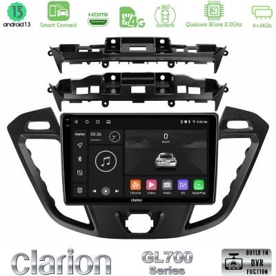 Clarion GL700 Series 8Core Android13 4+64GB Ford Transit Custom/Tourneo Custom Navigation Multimedia Tablet 9" Με Carplay & Andr