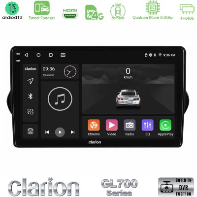 Clarion GL700 Series 8Core Android13 4+64GB Fiat Tipo 2015-2022 Navigation Multimedia Tablet 9" Με Carplay & Android Auto