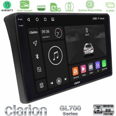 Clarion GL700 Series 8Core Android13 4+64GB Fiat Ducato/Citroen Jumper/Peugeot Boxer Navigation Multimedia Tablet 9" Με Carplay 