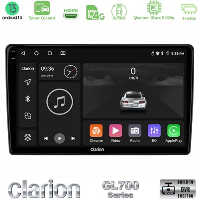 Clarion GL700 Series 8Core Android13 4+64GB Fiat Ducato/Citroen Jumper/Peugeot Boxer Navigation Multimedia Tablet 9" Με Carplay 