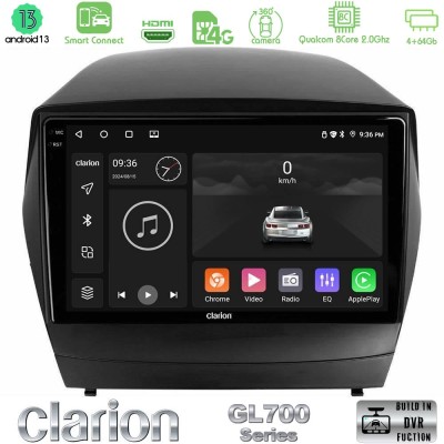 Clarion GL700 Series 8Core Android13 4+64GB Hyundai IX35 Auto A/C Navigation Multimedia Tablet 9" Με Carplay & Android Auto