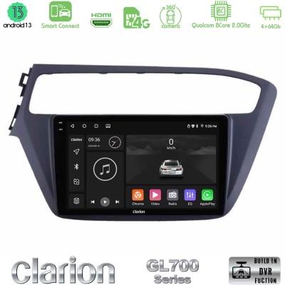 Clarion GL700 Series 8Core Android13 4+64GB Hyundai i20 2018-2020 Navigation Multimedia Tablet 9" Με Carplay & Android Auto