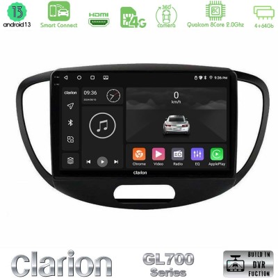 Clarion GL700 Series 8Core Android13 4+64GB Hyundai i10 2008-2014 Navigation Multimedia Tablet 9" Με Carplay & Android Auto