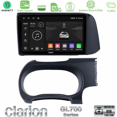 Clarion GL700 Series 8Core Android13 4+64GB Hyundai i10 Navigation Multimedia Tablet 9" Με Carplay & Android Auto