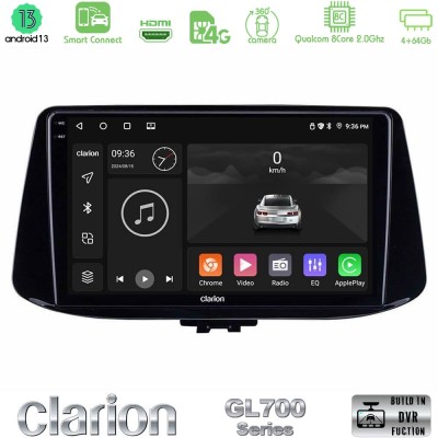 Clarion GL700 Series 8Core Android13 4+64GB Hyundai i30 Navigation Multimedia Tablet 9" Με Carplay & Android Auto