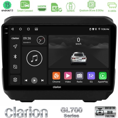 Clarion GL700 Series 8Core Android13 4+64GB Jeep Wrangler 2018- Navigation Multimedia Tablet 9" Με Carplay & Android Auto