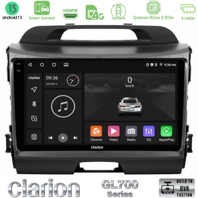 Clarion GL700 Series 8Core Android13 4+64GB Kia Sportage Navigation Multimedia Tablet 9" Με Carplay & Android Auto