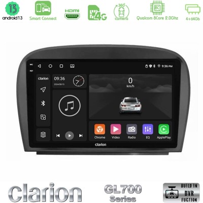 Clarion GL700 Series 8Core Android13 4+64GB Mercedes SL Class 2005-2011 Navigation Multimedia Tablet 9" Με Carplay & Android Aut
