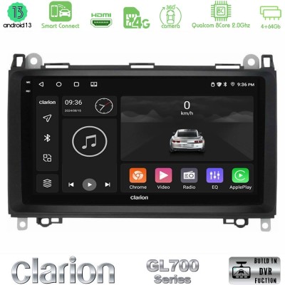 Clarion GL700 Series 8Core Android13 4+64GB Mercedes A/B/Vito/Sprinter Class Navigation Multimedia Tablet 9" Με Carplay & Androi