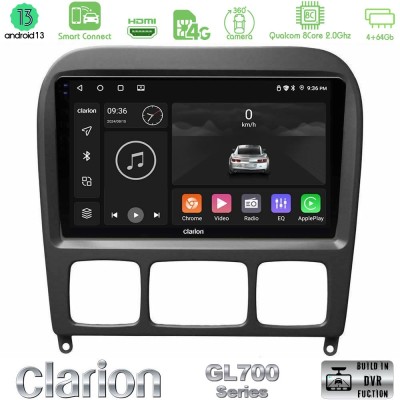 Clarion GL700 Series 8Core Android13 4+64GB Mercedes S Class 1999-2004 (W220) Navigation Multimedia Tablet 9" Με Carplay & Andro