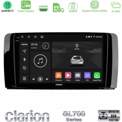 Clarion GL700 Series 8Core Android13 4+64GB Mercedes R Class Navigation Multimedia Tablet 9" Με Carplay & Android Auto