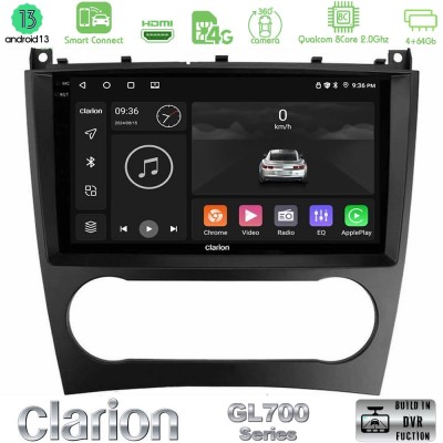 Clarion GL700 Series 8Core Android13 4+64GB Mercedes W203 Facelift Navigation Multimedia Tablet 9" Με Carplay & Android Auto