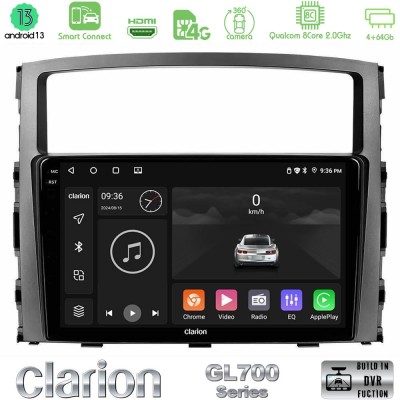 Clarion GL700 Series 8Core Android13 4+64GB Mitsubishi Pajero 2008-2009 Navigation Multimedia Tablet 9" Με Carplay & Android Aut