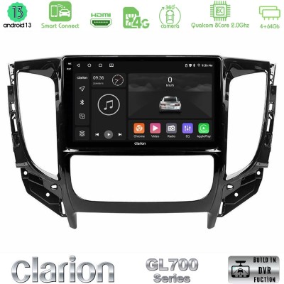 Clarion GL700 Series 8Core Android13 4+64GB Mitsubishi L200 2016- & Fiat Fullback (Auto A/C) Navigation Multimedia Tablet 9" Με 