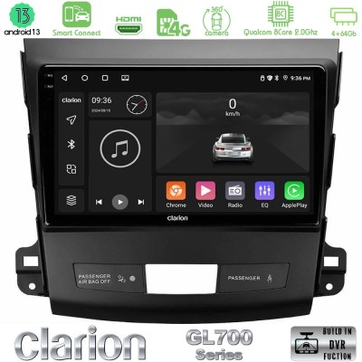 Clarion GL700 Series 8Core Android13 4+64GB Mitsubishi Outlander/Citroen C-Crosser/Peugeot 4007 Navigation Multimedia Tablet 9" 