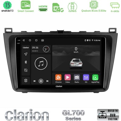 Clarion GL700 Series 8Core Android13 4+64GB Mazda 6 2008-2012 Navigation Multimedia Tablet 9" Με Carplay & Android Auto