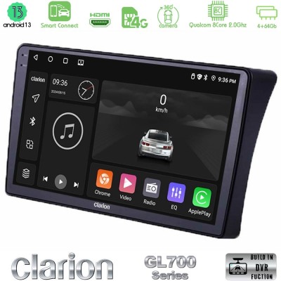 Clarion GL700 Series 8Core Android13 4+64GB Nissan Navara D40 Navigation Multimedia Tablet 9" Με Carplay & Android Auto