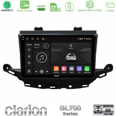 Clarion GL700 Series 8Core Android13 4+64GB Opel Astra K 2015-2019 Navigation Multimedia Tablet 9" Με Carplay & Android Auto
