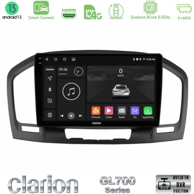 Clarion GL700 Series 8Core Android13 4+64GB Opel Insignia 2008-2013 Navigation Multimedia Tablet 9" Με Carplay & Android Auto