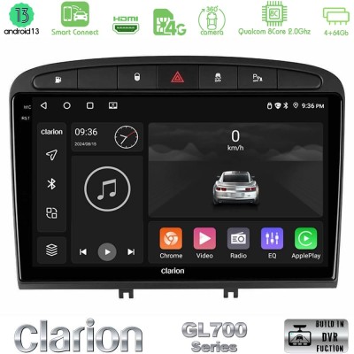 Clarion GL700 Series 8Core Android13 4+64GB Peugeot 308/RCZ Navigation Multimedia Tablet 9" Με Carplay & Android Auto