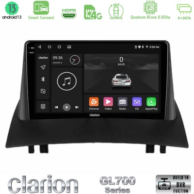 Clarion GL700 Series 8Core Android13 4+64GB Renault Megane 2 2002-2008 Navigation Multimedia Tablet 9" Με Carplay & Android Auto