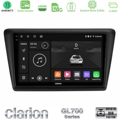 Clarion GL700 Series 8Core Android13 4+64GB Skoda Rapid 2013-2017 Navigation Multimedia Tablet 9" Με Carplay & Android Auto