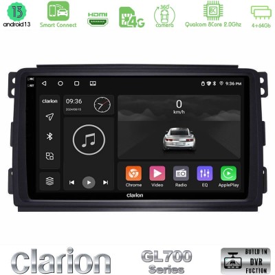 Clarion GL700 Series 8Core Android13 4+64GB Smart 451 Navigation Multimedia Tablet 9" Με Carplay & Android Auto