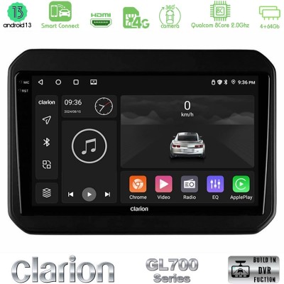 Clarion GL700 Series 8Core Android13 4+64GB Suzuki Ignis Navigation Multimedia Tablet 9" Με Carplay & Android Auto