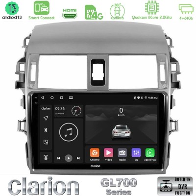 Clarion GL700 Series 8Core Android13 4+64GB Toyota Corolla 2008-2010 Navigation Multimedia Tablet 9" Με Carplay & Android Auto