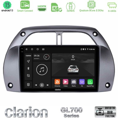 Clarion GL700 Series 8Core Android13 4+64GB Toyota RAV4 2001 - 2006 Navigation Multimedia Tablet 9" Με Carplay & Android Auto