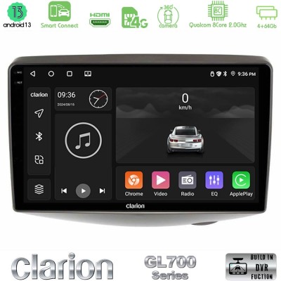 Clarion GL700 Series 8Core Android13 4+64GB Toyota Yaris 1999 - 2006 Navigation Multimedia Tablet 9" Με Carplay & Android Auto