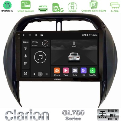Clarion GL700 Series 8Core Android13 4+64GB Toyota RAV4 2001-2005 (Auto A/C) Navigation Multimedia Tablet 9" Με Carplay & Androi