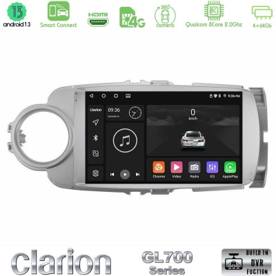 Clarion GL700 Series 8Core Android13 4+64GB Toyota Yaris Navigation Multimedia Tablet 9" Με Carplay & Android Auto