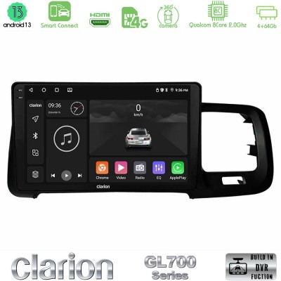 Clarion GL700 Series 8Core Android13 4+64GB Volvo S60 2010-2018 Navigation Multimedia Tablet 9" Με Carplay & Android Auto