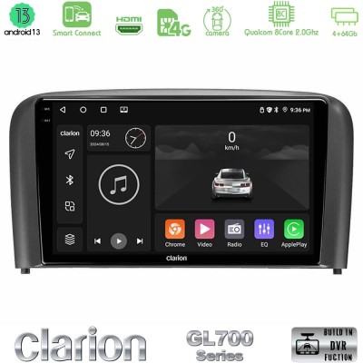 Clarion GL700 Series 8Core Android13 4+64GB Volvo S80 1998-2006 Navigation Multimedia Tablet 9" Με Carplay & Android Auto