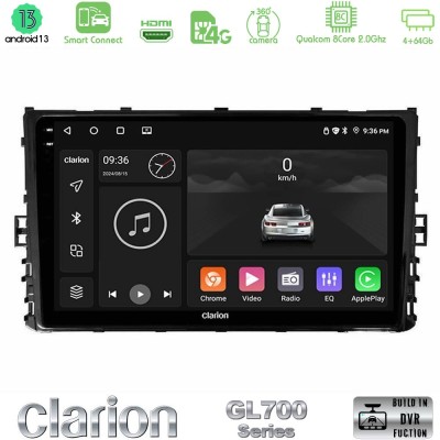 Clarion GL700 Series 8Core Android13 4+64GB VW MQB 2017- Navigation Multimedia Tablet 9" Με Carplay & Android Auto