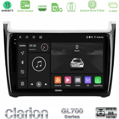 Clarion GL700 Series 8Core Android13 4+64GB Vw Polo 2014-2017 Navigation Multimedia Tablet 9" Με Carplay & Android Auto
