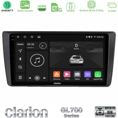 Clarion GL700 Series Skoda Octavia 2004-2012 8Core Android13 4+64GB Navigation Multimedia Tablet 9" Με Carplay & Android Auto