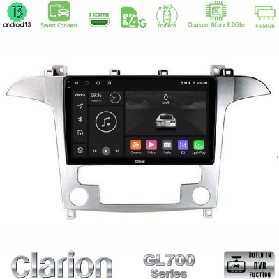 Clarion GL700 Series Ford S-Max 2006-2012 8Core Android13 4+64GB Navigation Multimedia Tablet 9" Με Carplay & Android Auto Με Ca