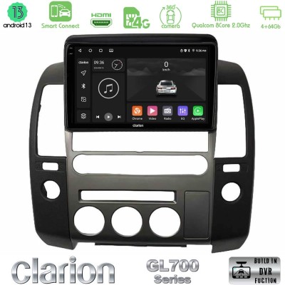 Clarion GL700 Series 8Core Android13 4+64GB Nissan Navara D40 2006-2012 (με εργ.οθόνη) Navigation Multimedia Tablet 9" Με Carpla