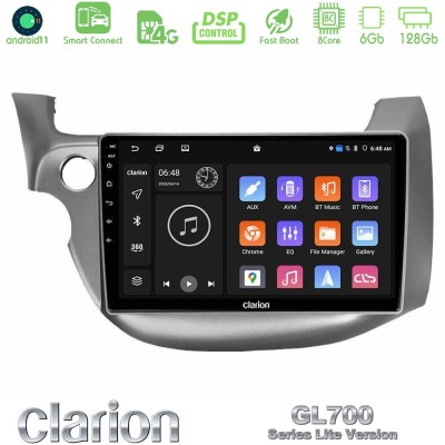 Clarion GL700 Lite Series 8Core Android11 6+128GB Honda Jazz 2009-2013 Navigation Multimedia Tablet 10" Με Carplay & Android Aut
