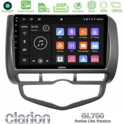 Clarion GL700 Lite Series 8Core Android11 6+128GB Honda Jazz 2002-2008 (Auto A/C) Navigation Multimedia Tablet 9" Με Carplay & A